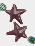 Pendientes Largos Estrellas Con Cerámica