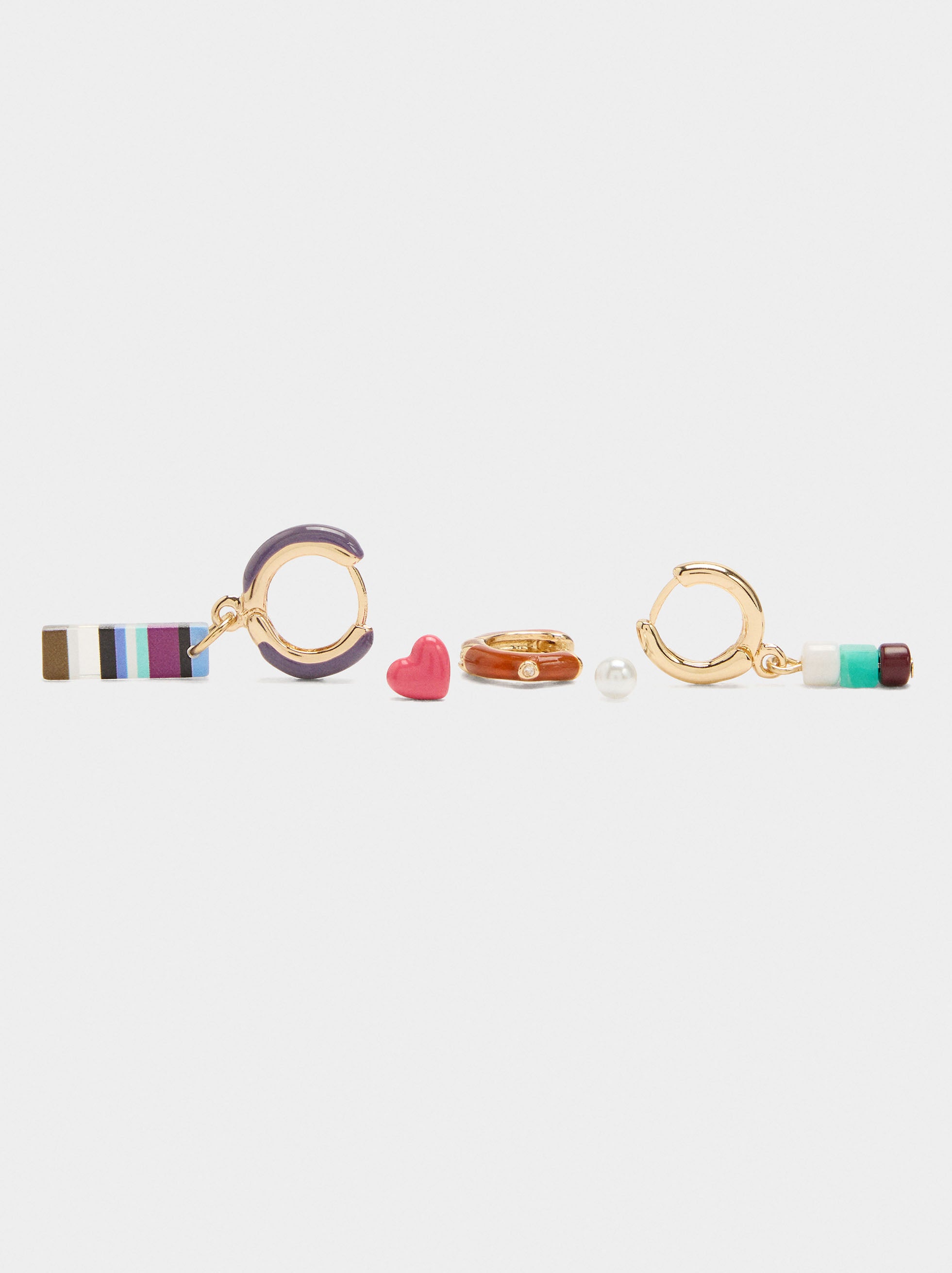 Set De Pendientes Con Piedra Y Esmalte