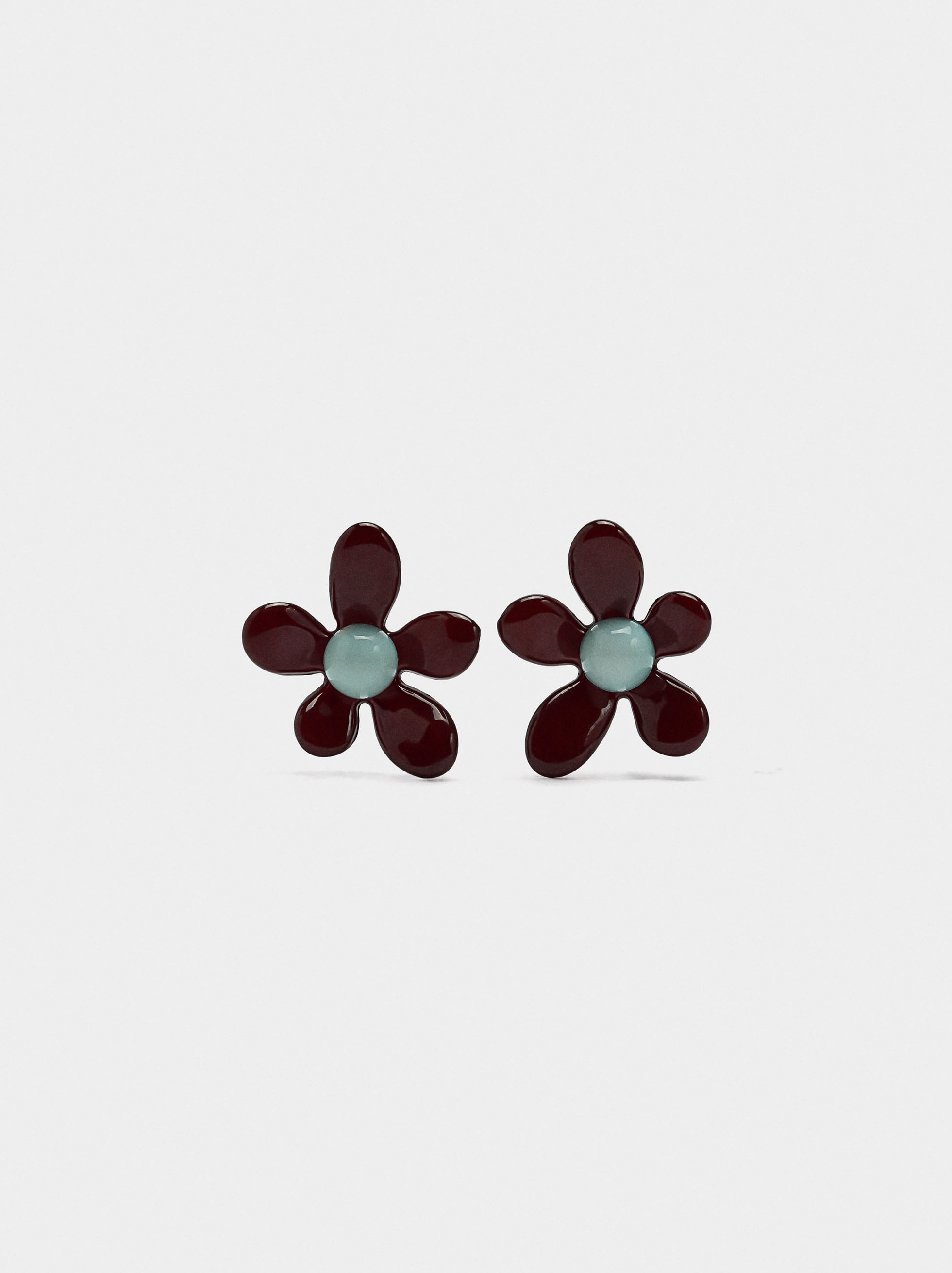 Pendientes Flor Bicolor En Resina