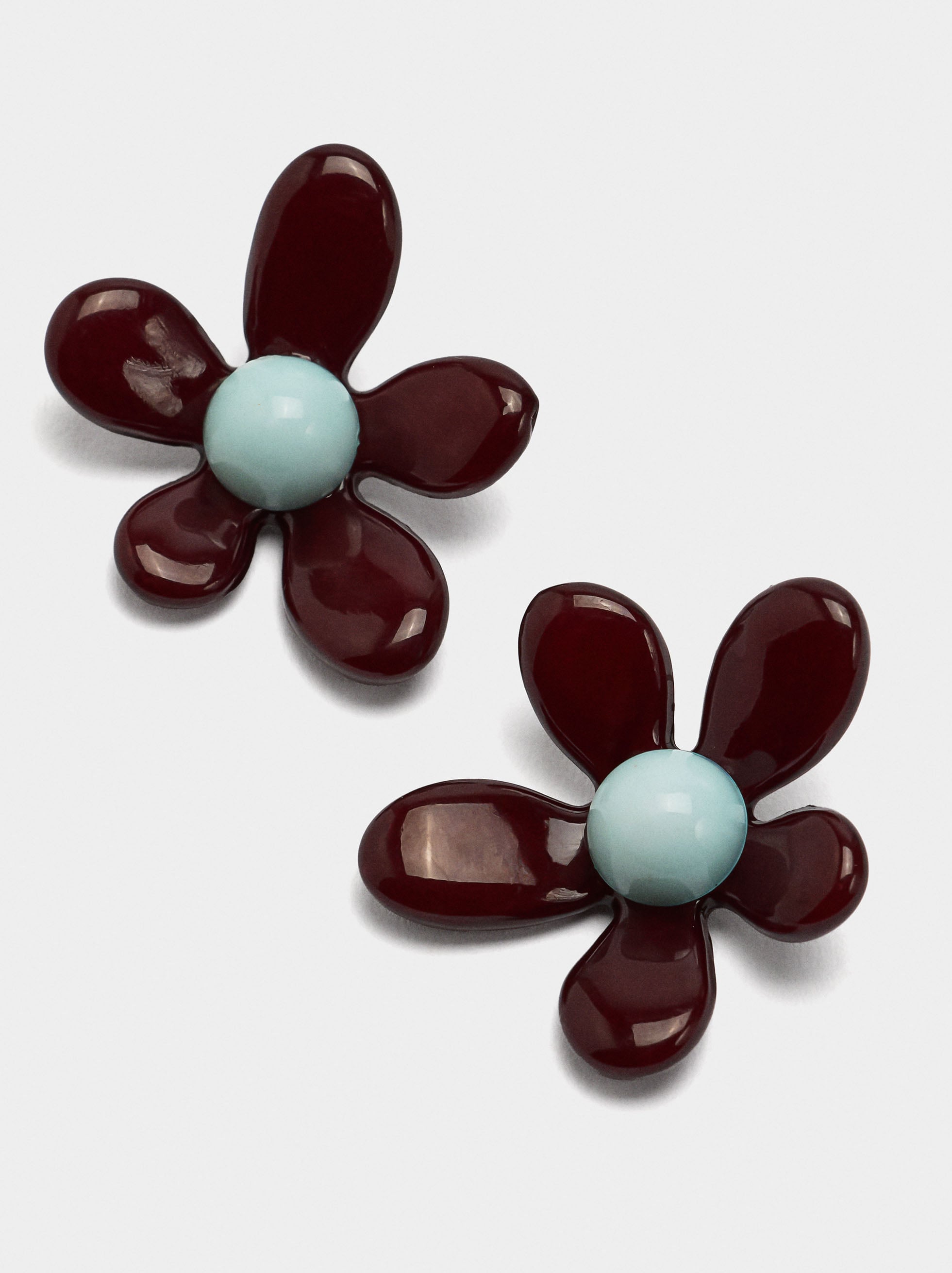 Pendientes Flor Bicolor En Resina