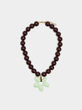 Collar Corto De Cuentas Colgante Flor