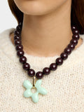 Collar Corto De Cuentas Colgante Flor