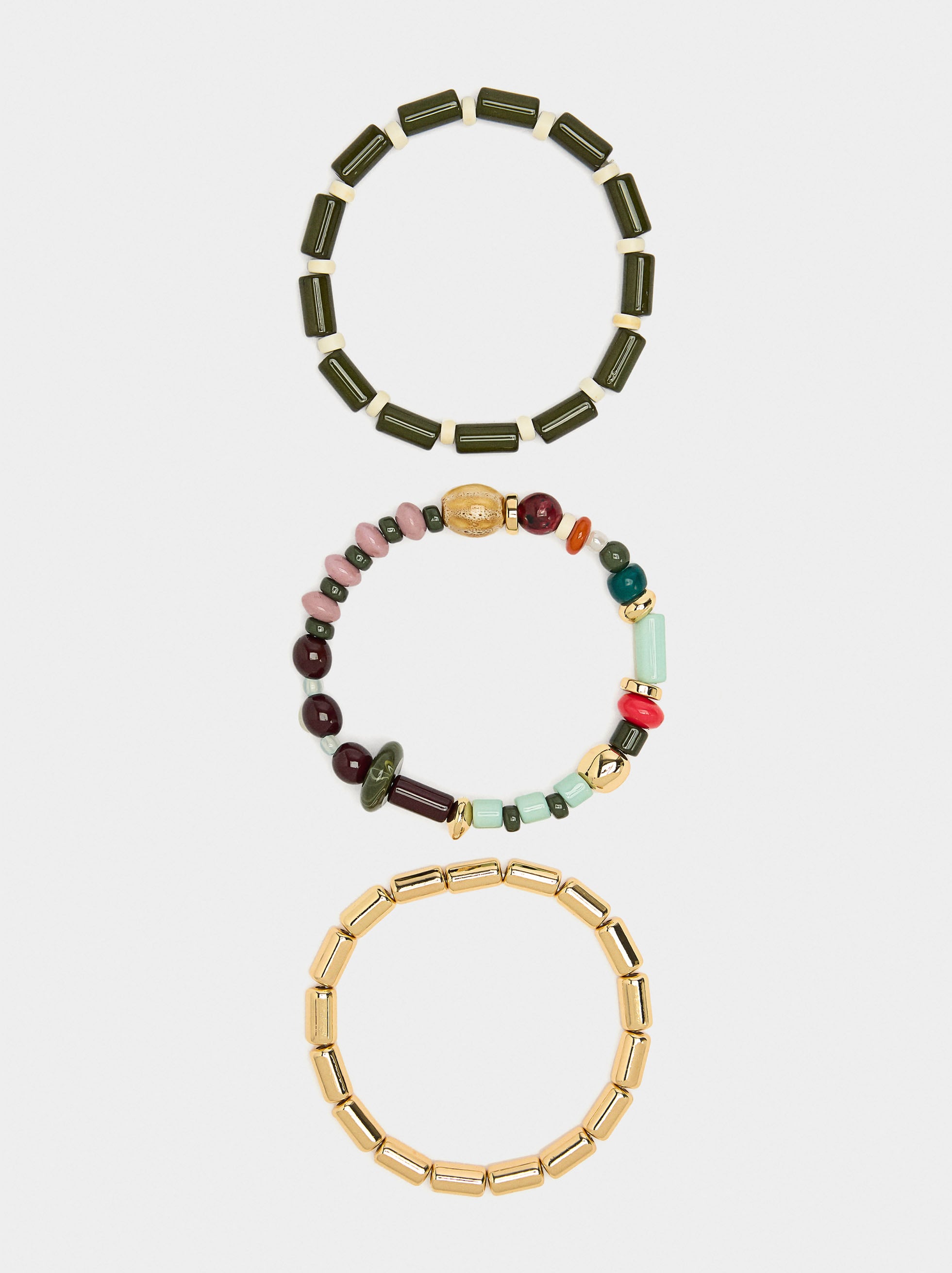 Set De Pulseras Elásticas De Abalorios Multicolor