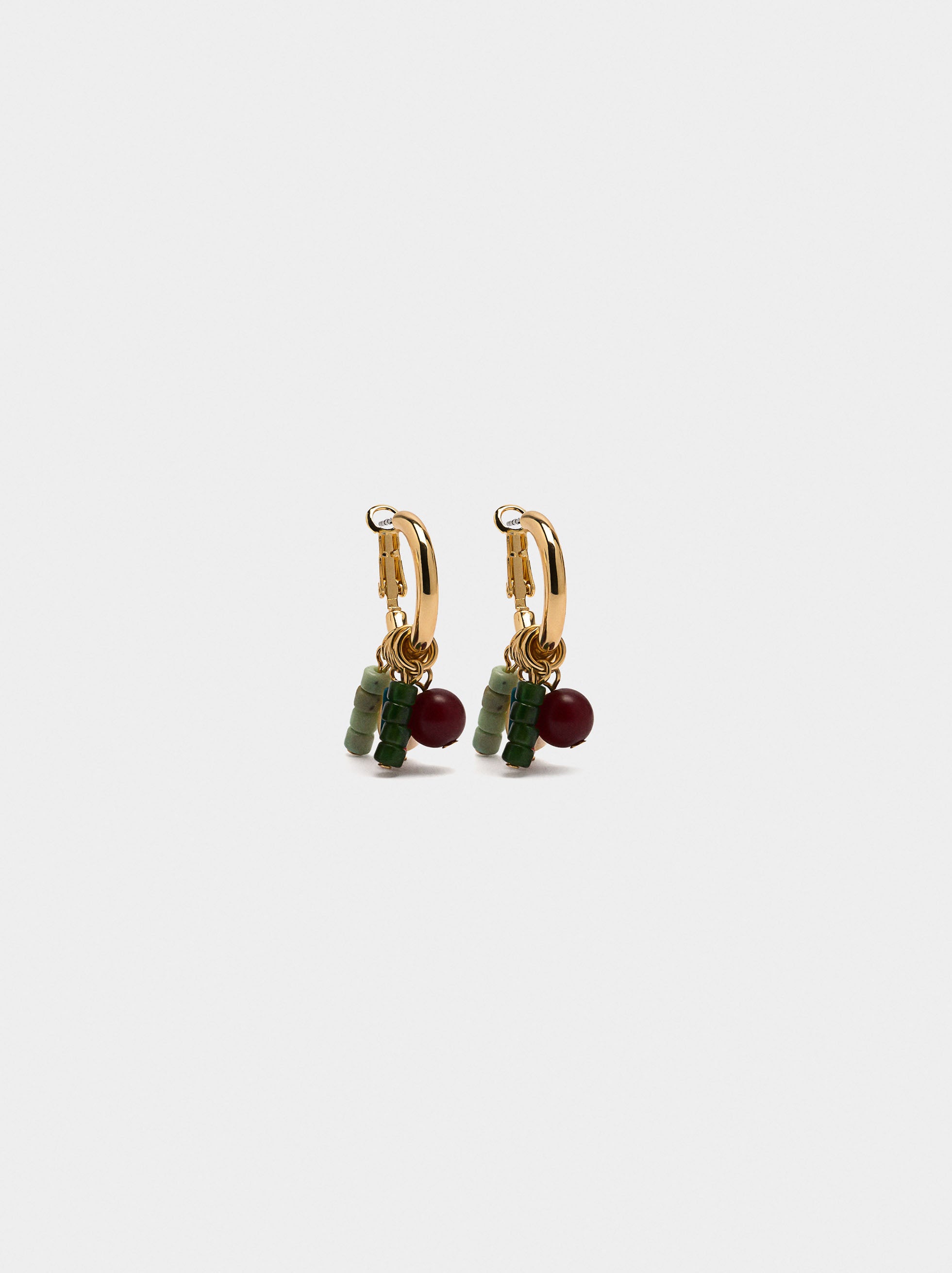 Aros Con Cuentas De Piedra Y Perla De Agua Dulce