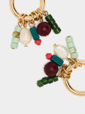 Aros Con Cuentas De Piedra Y Perla De Agua Dulce