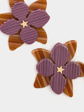 Pendientes Largos Flor A Rayas
