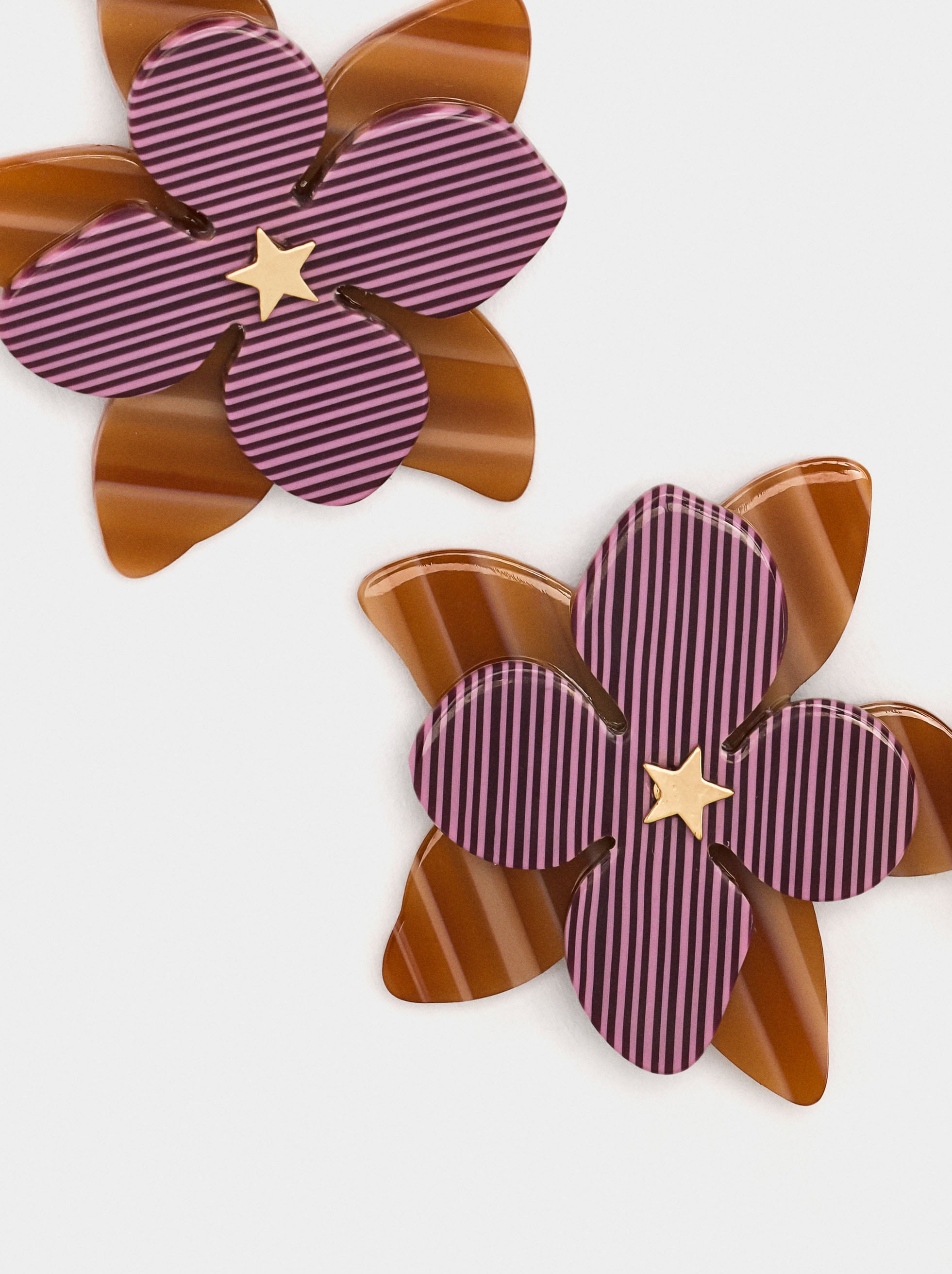 Pendientes Largos Flor A Rayas
