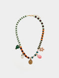 Collar Corto De Cuentas Multicolor
