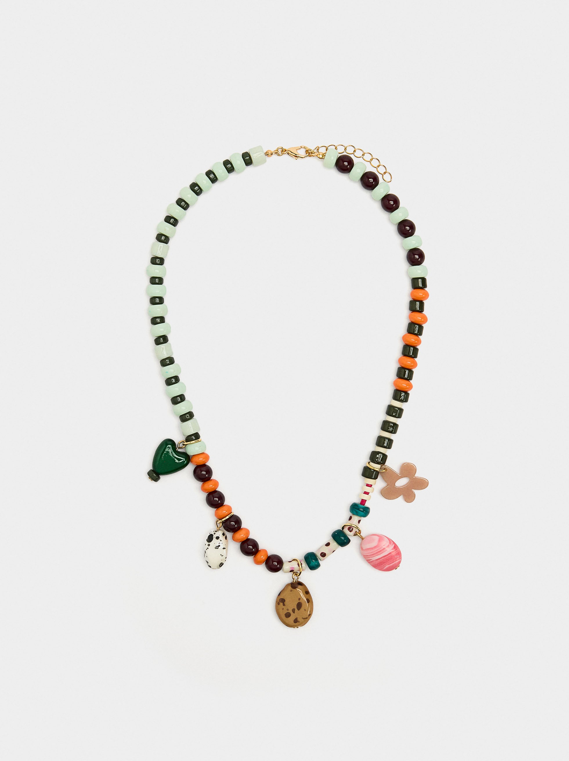 Collar Corto De Cuentas Multicolor