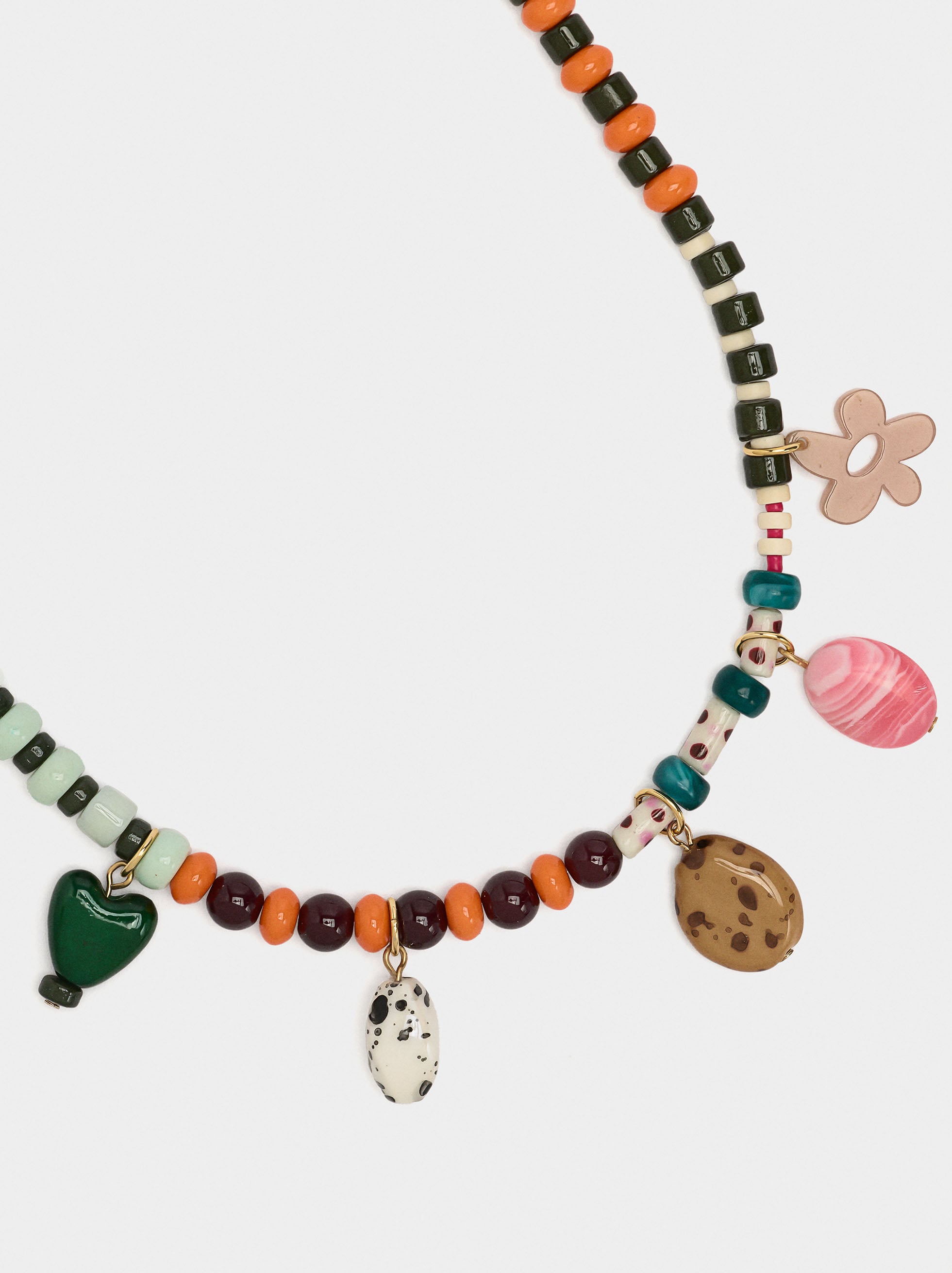 Collar Corto De Cuentas Multicolor