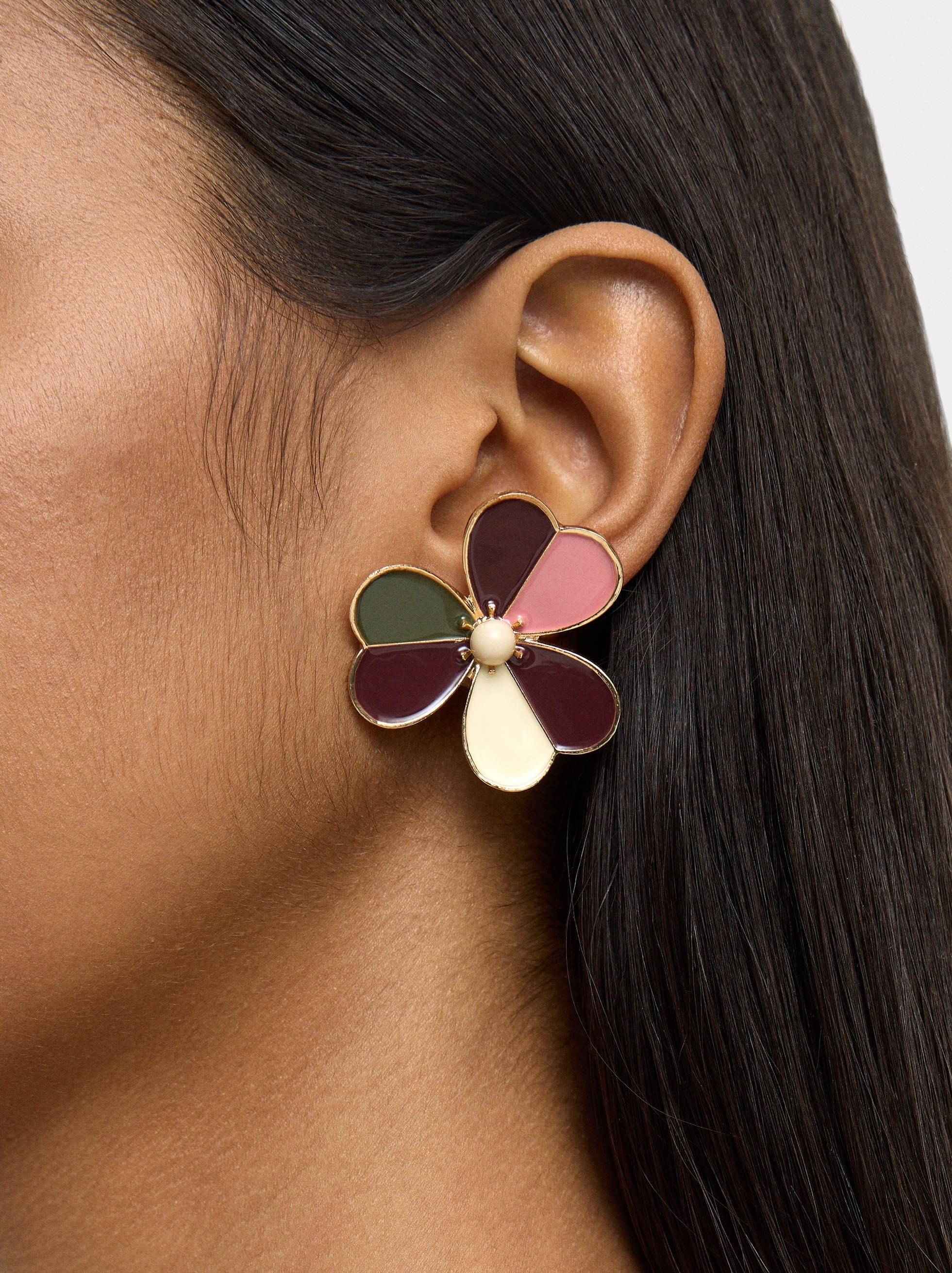 Pendientes Flor Con Esmalte