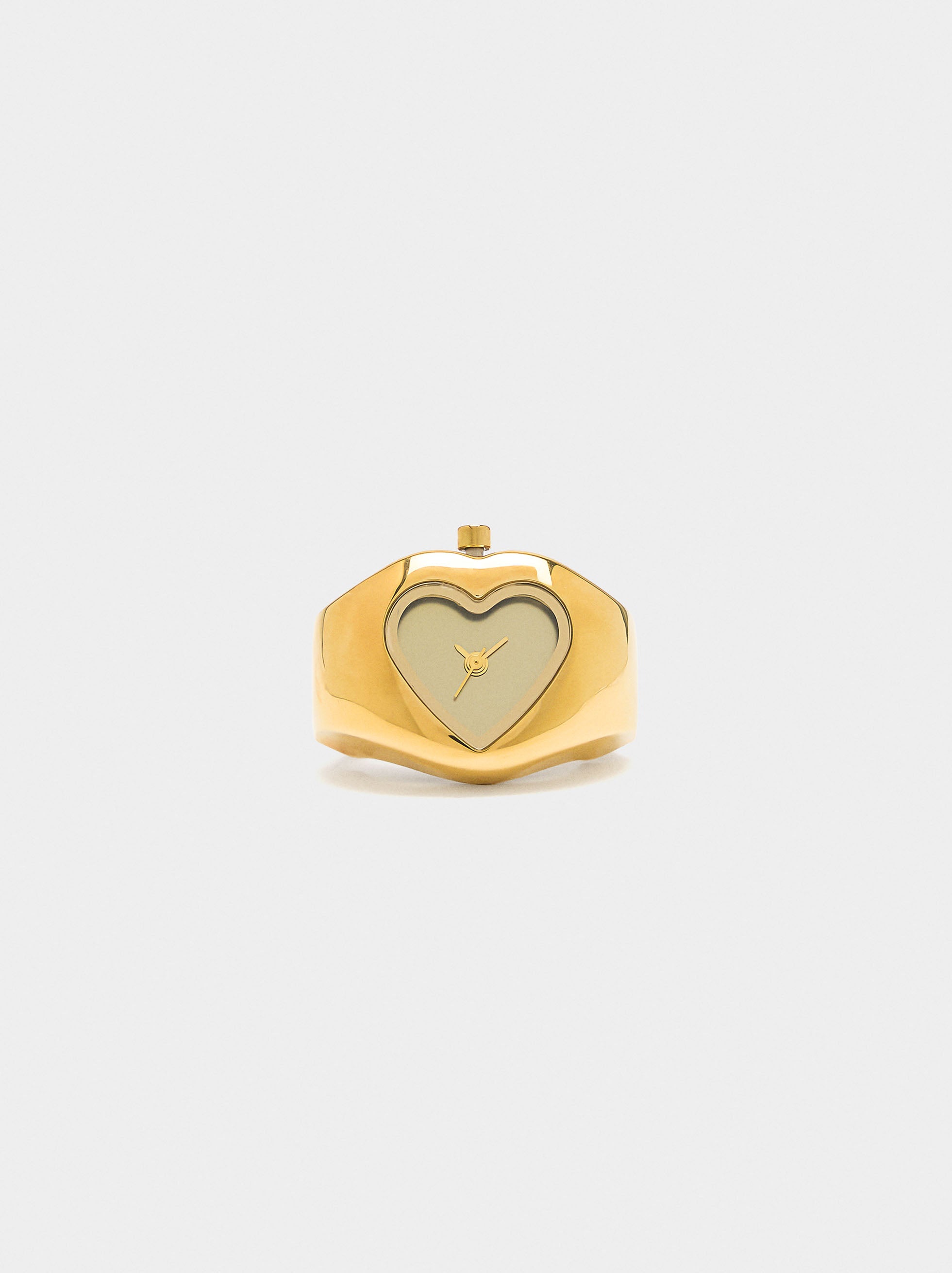 Anillo Reloj Corazón Dorado - Acero Inoxidable
