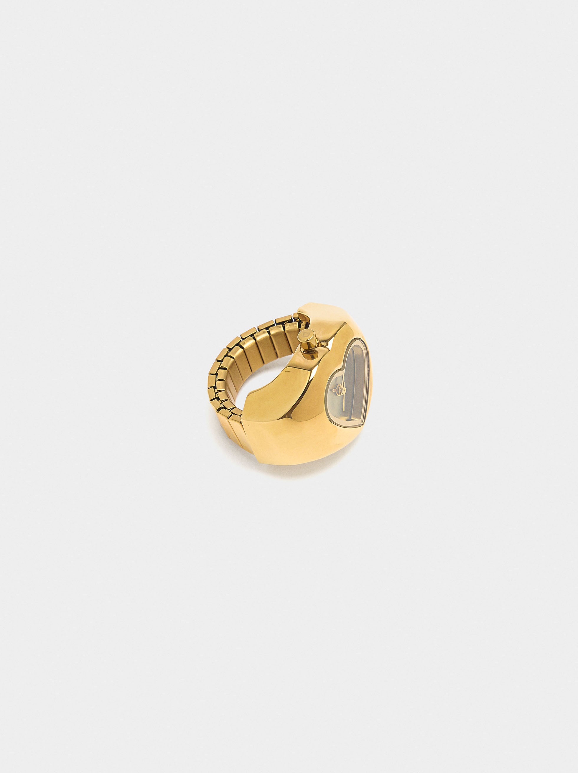Anillo Reloj Corazón Dorado - Acero Inoxidable