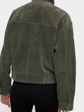Chaqueta De Piel Con Cuello Alto