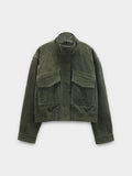 Chaqueta De Piel Con Cuello Alto