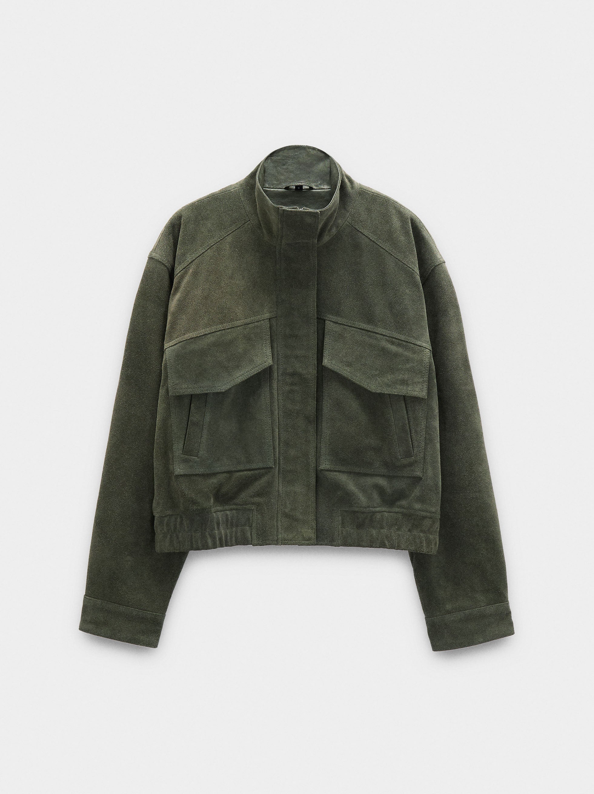 Chaqueta De Piel Con Cuello Alto