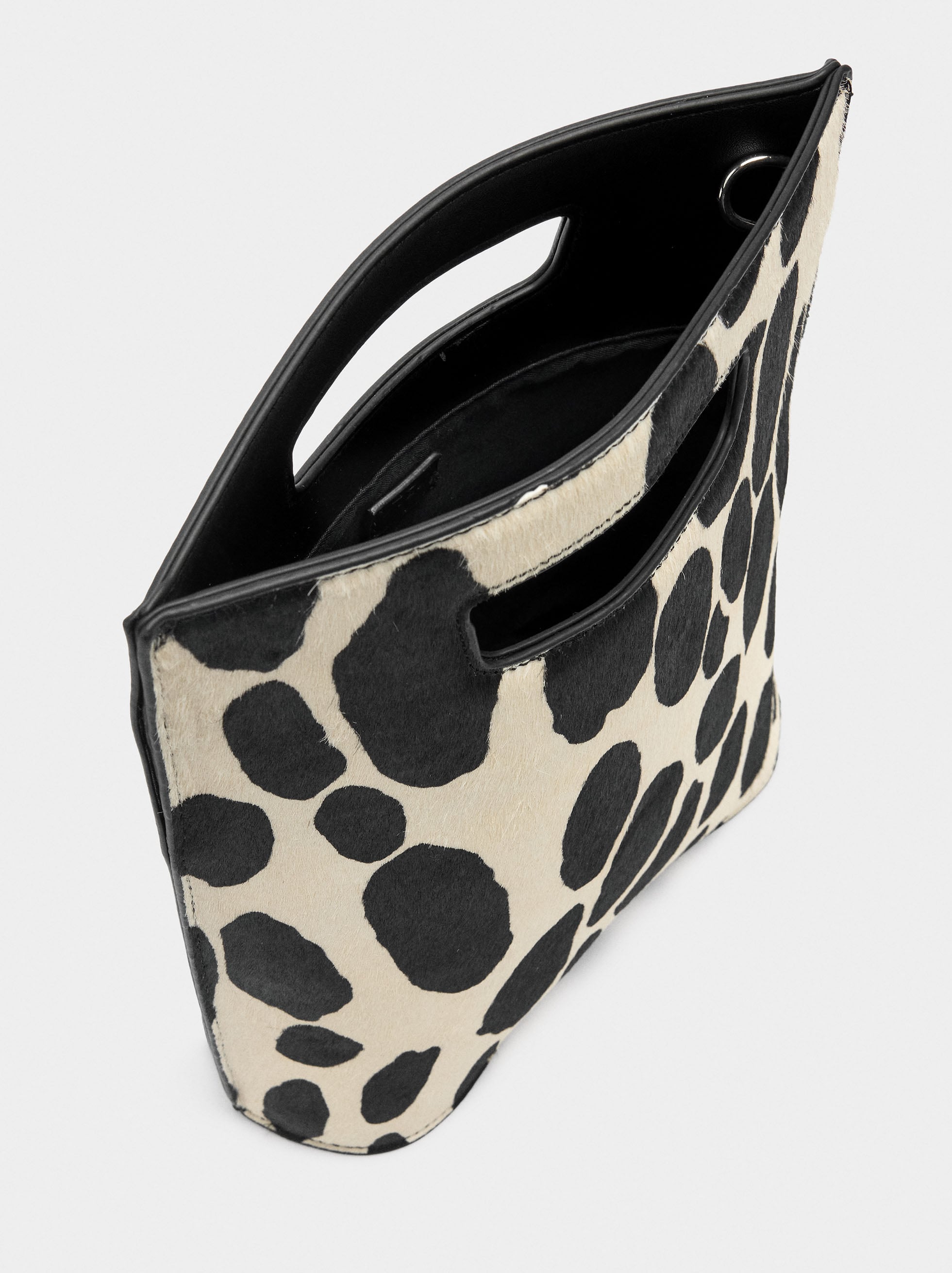 Bolso Tote Con Detalles De Piel