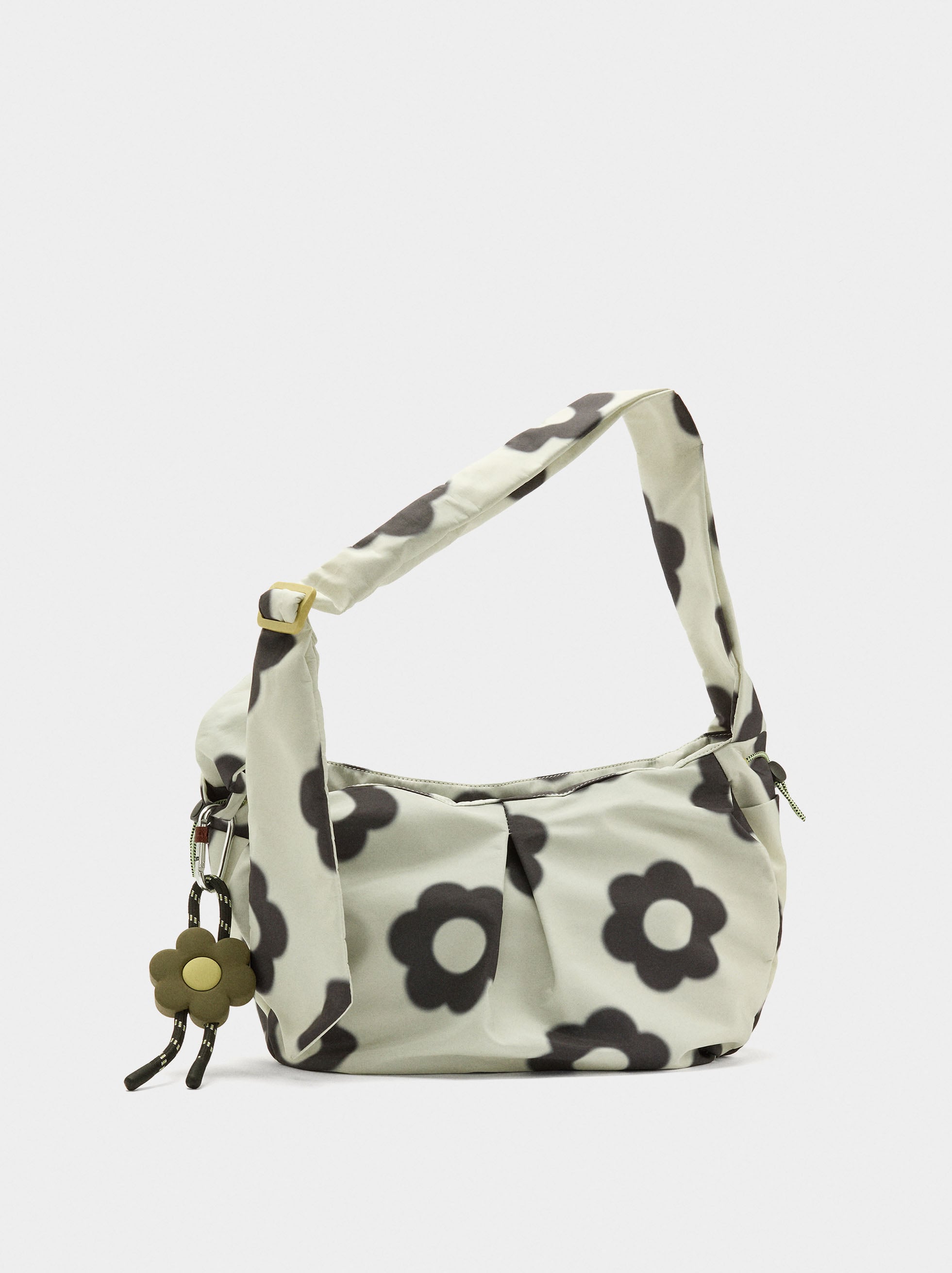 Bolso De Hombro De Nylon Estampado Floral M