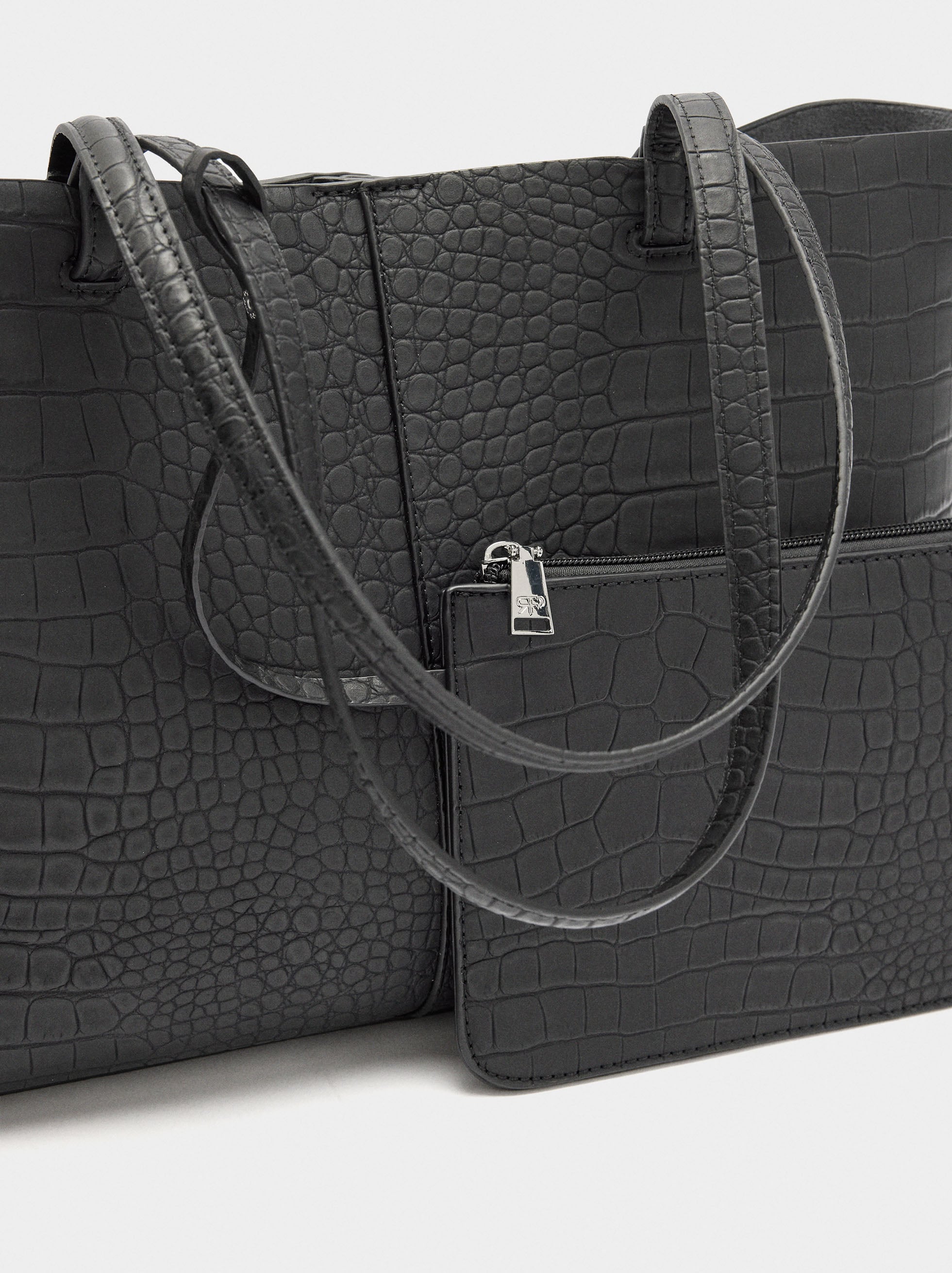 Bolso Shopper Grabado Animal Con Bolsa