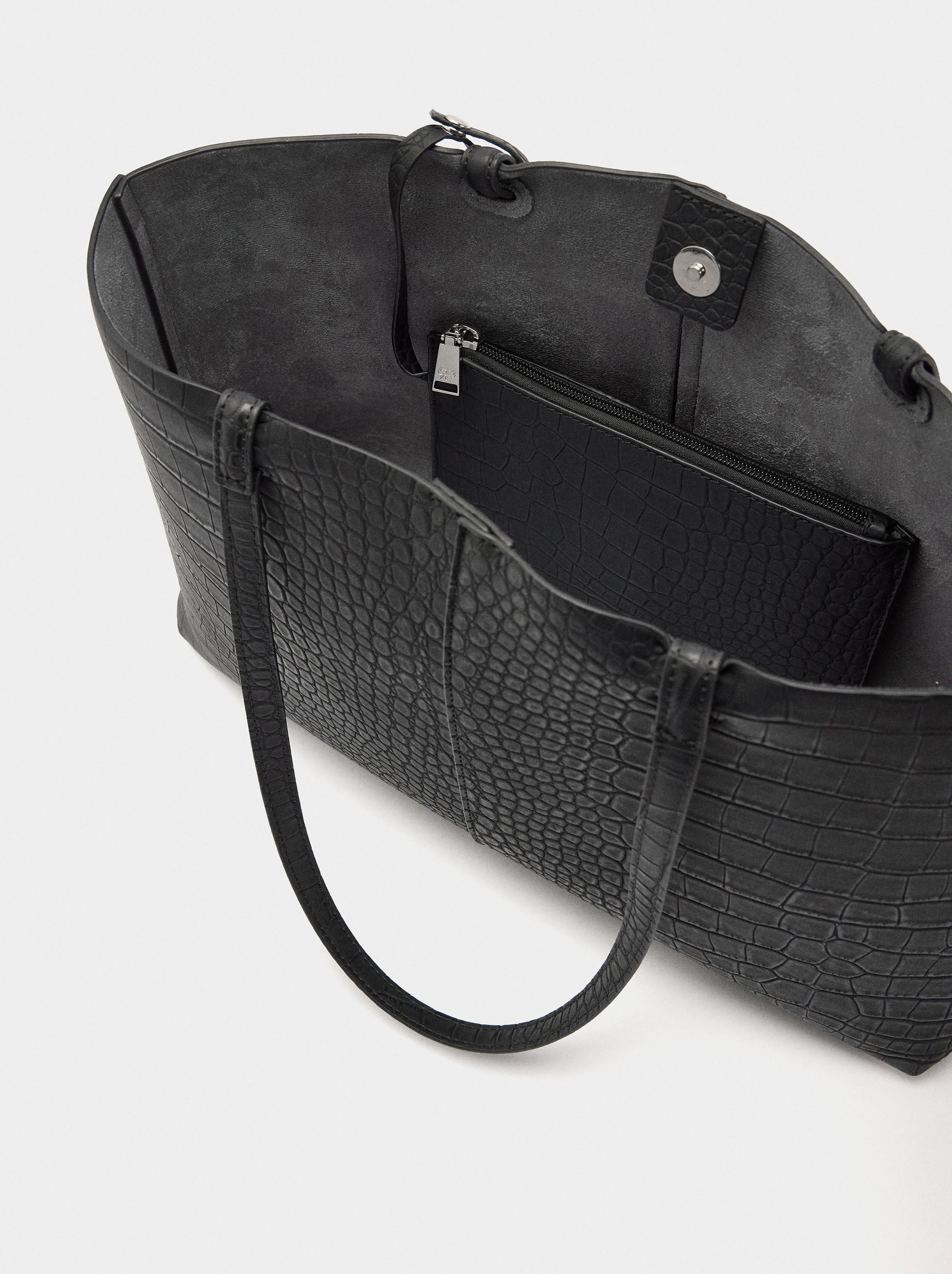 Bolso Shopper Grabado Animal Con Bolsa