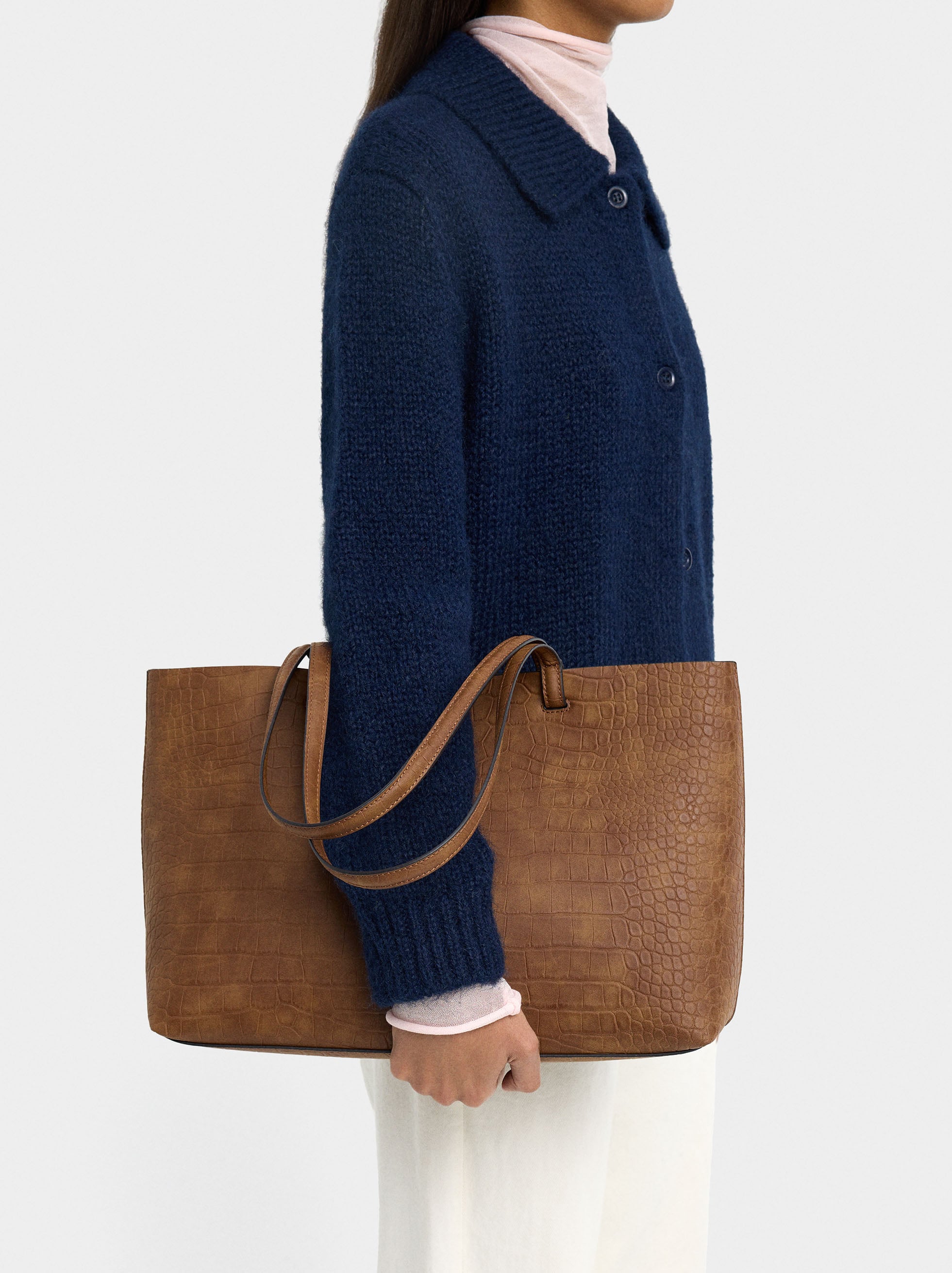 Bolso Shopper Grabado Animal Con Bolsa