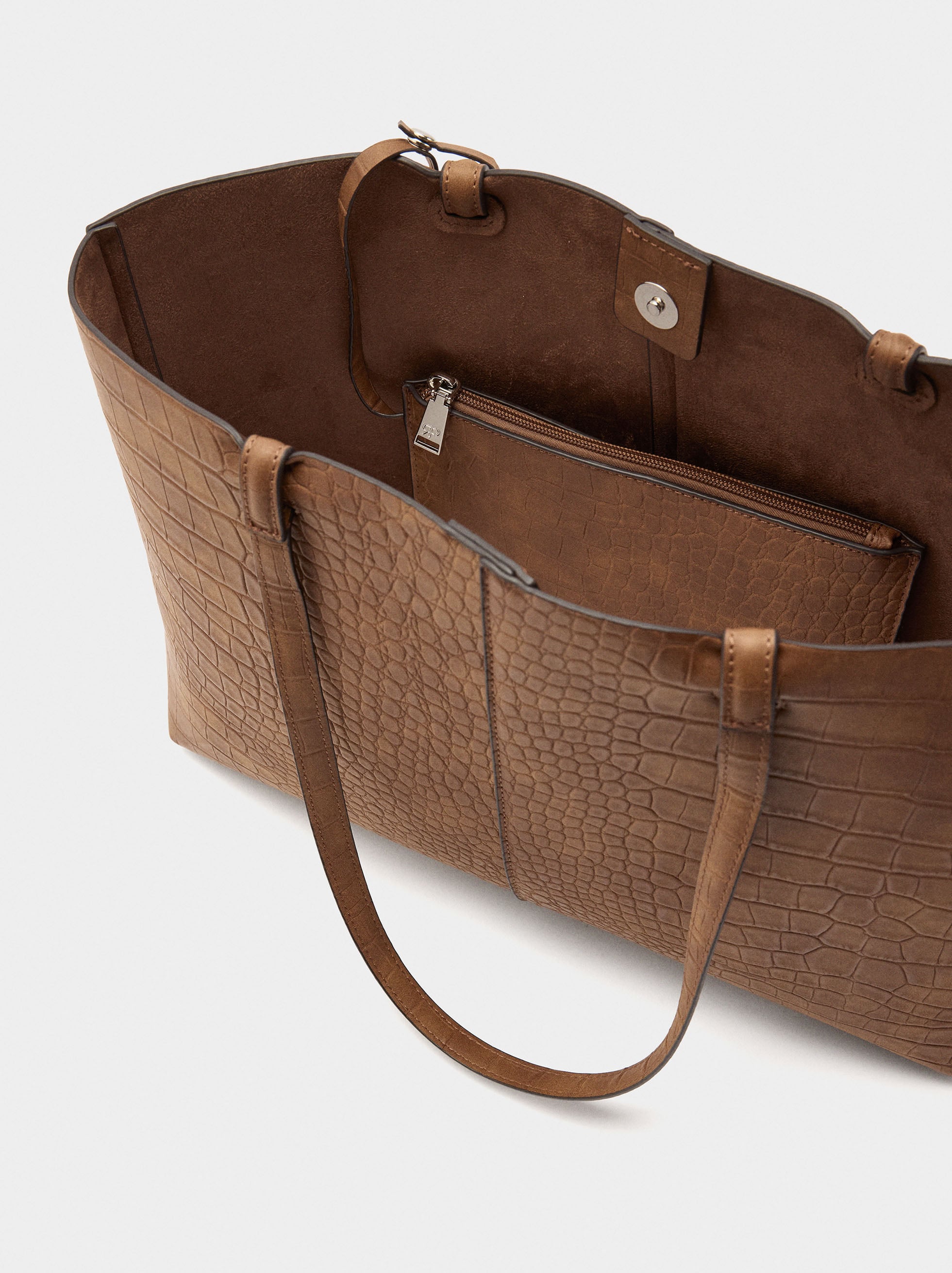 Bolso Shopper Grabado Animal Con Bolsa