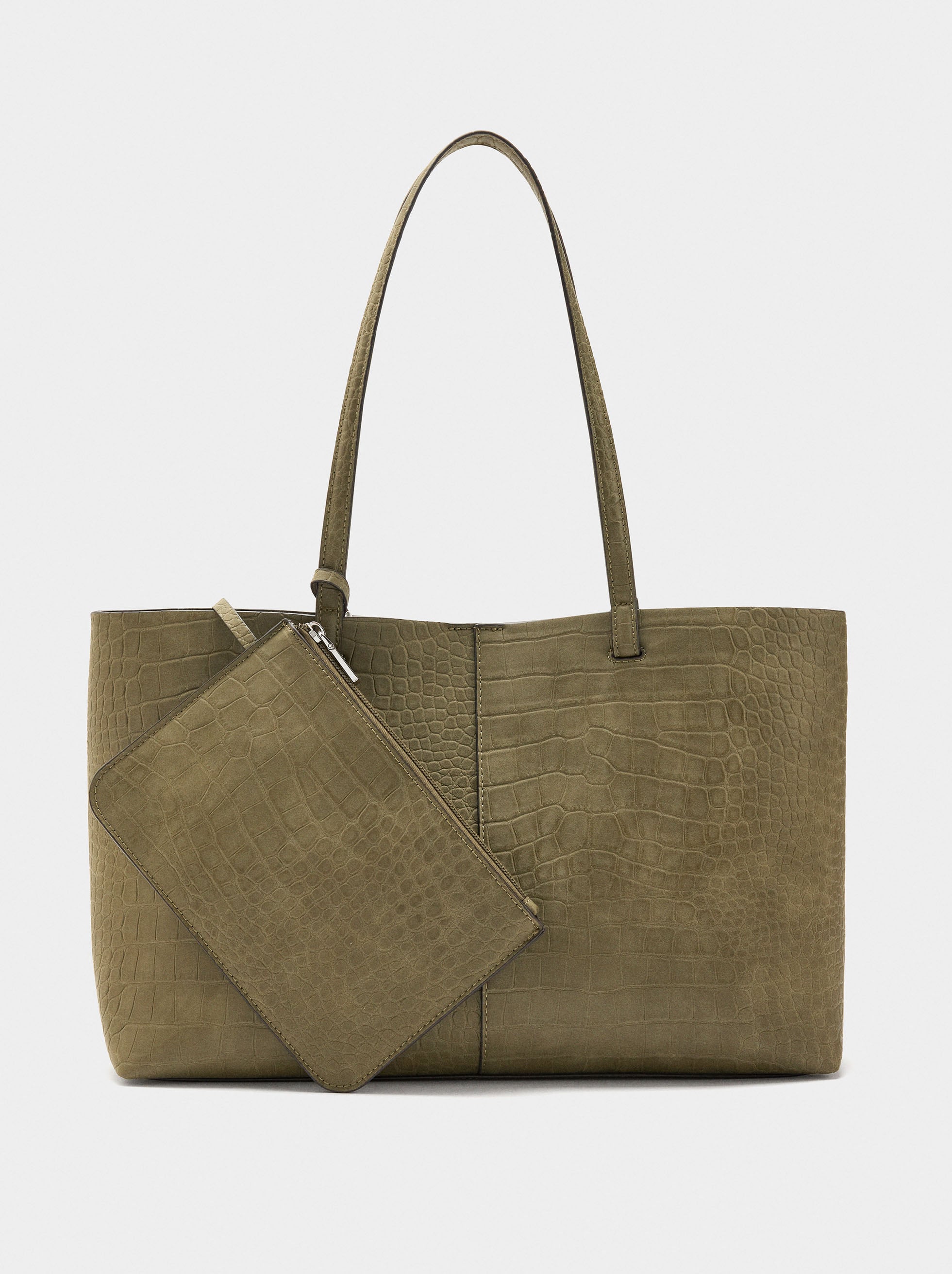 Bolso Shopper Grabado Animal Con Bolsa