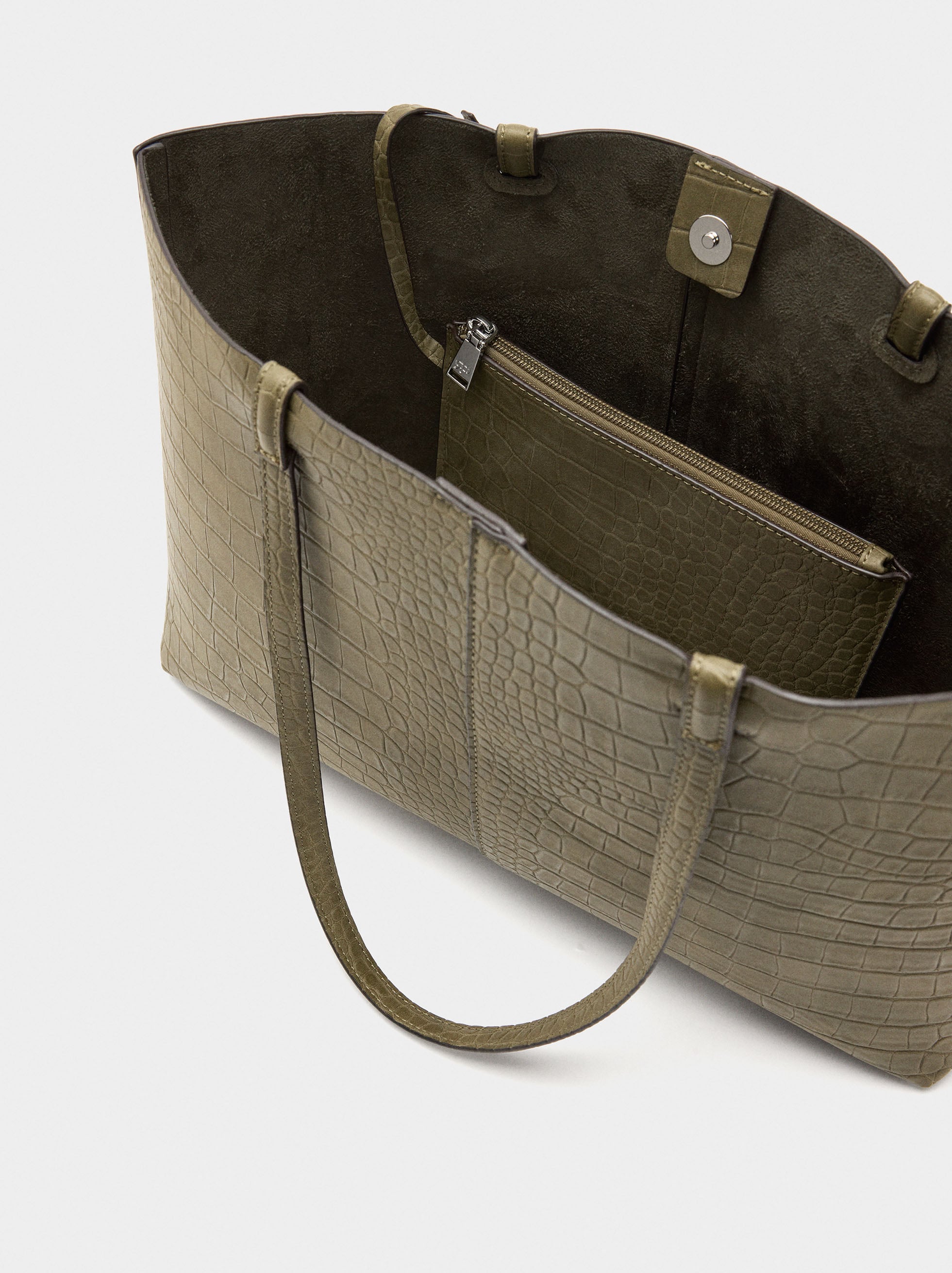 Bolso Shopper Grabado Animal Con Bolsa