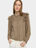 Blusa Con Bordados Y Volantes