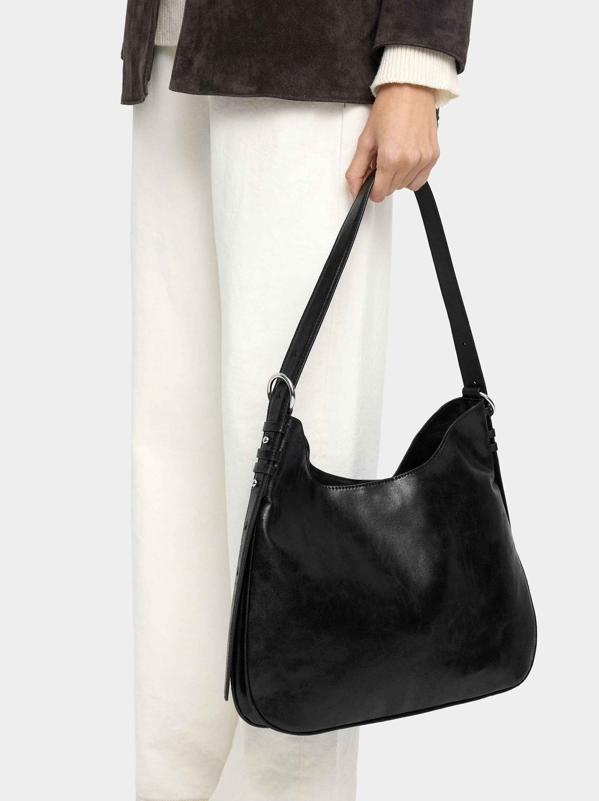 Bolso De Hombro Efecto Craquelado