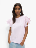 Camiseta De Algodón Mangas Con Volantes