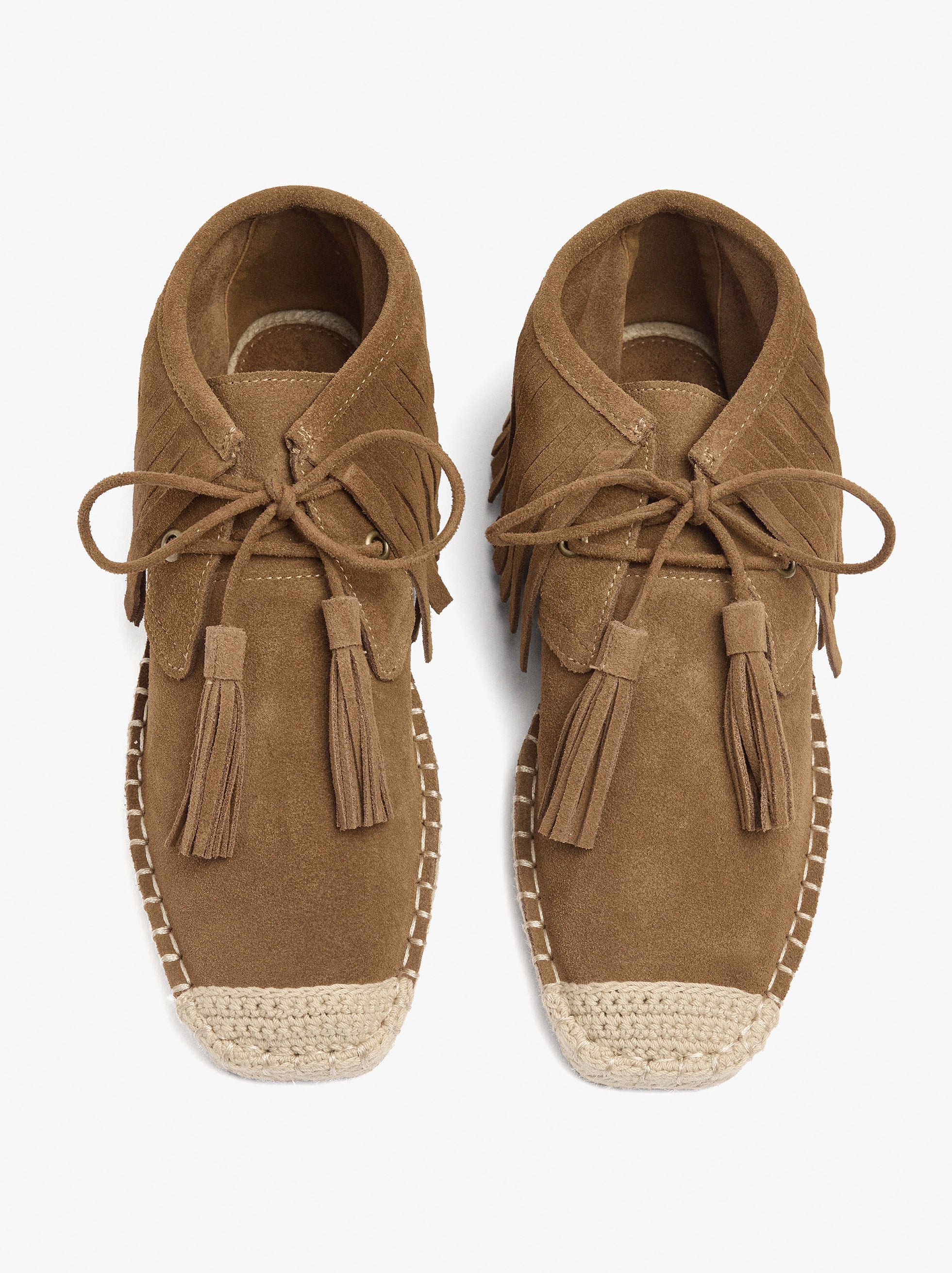 Zapatos De Piel Con Flecos Y Yute