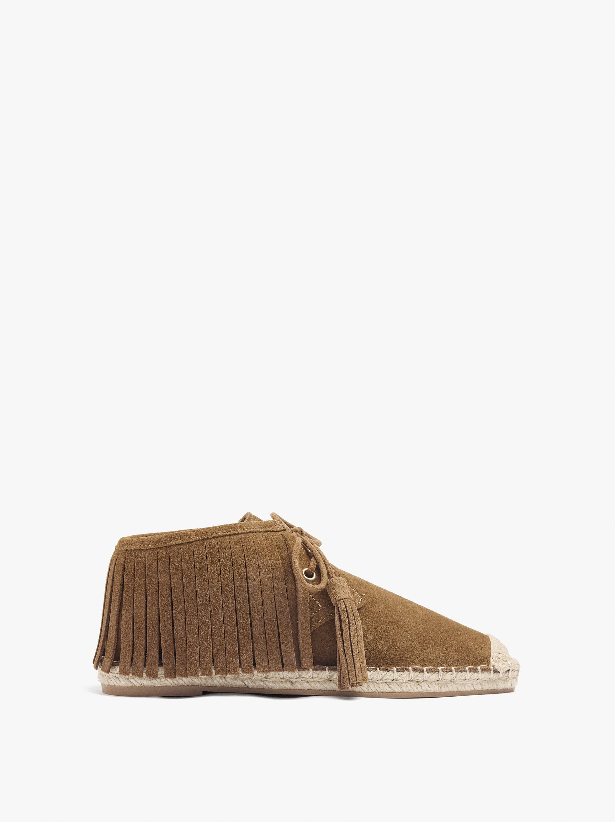 Zapatos De Piel Con Flecos Y Yute