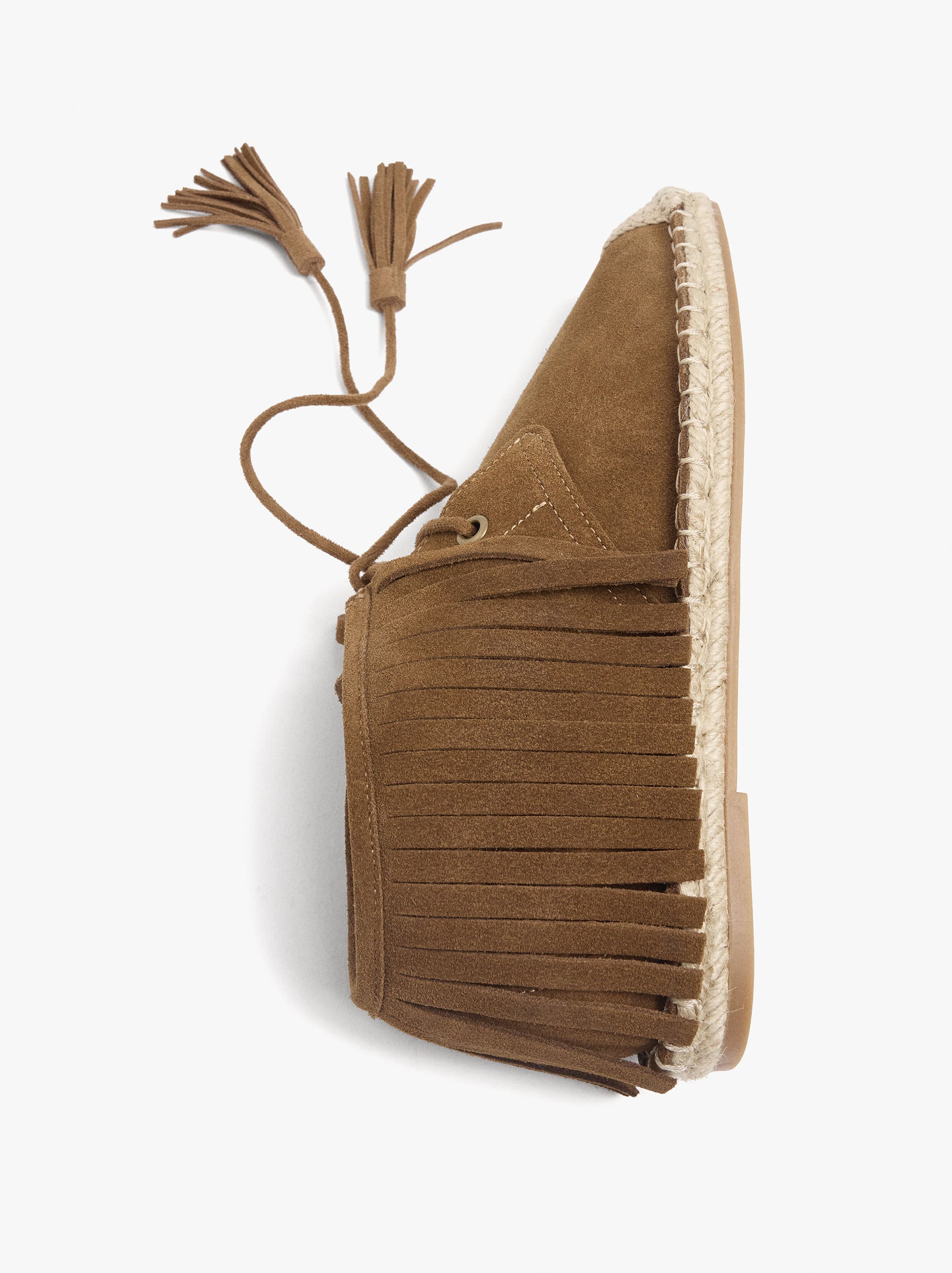 Zapatos De Piel Con Flecos Y Yute