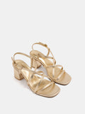 Sandalias De Tacón Ancho Tiras Cruzadas