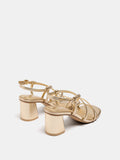Sandalias De Tacón Ancho Tiras Cruzadas