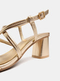 Sandalias De Tacón Ancho Tiras Cruzadas