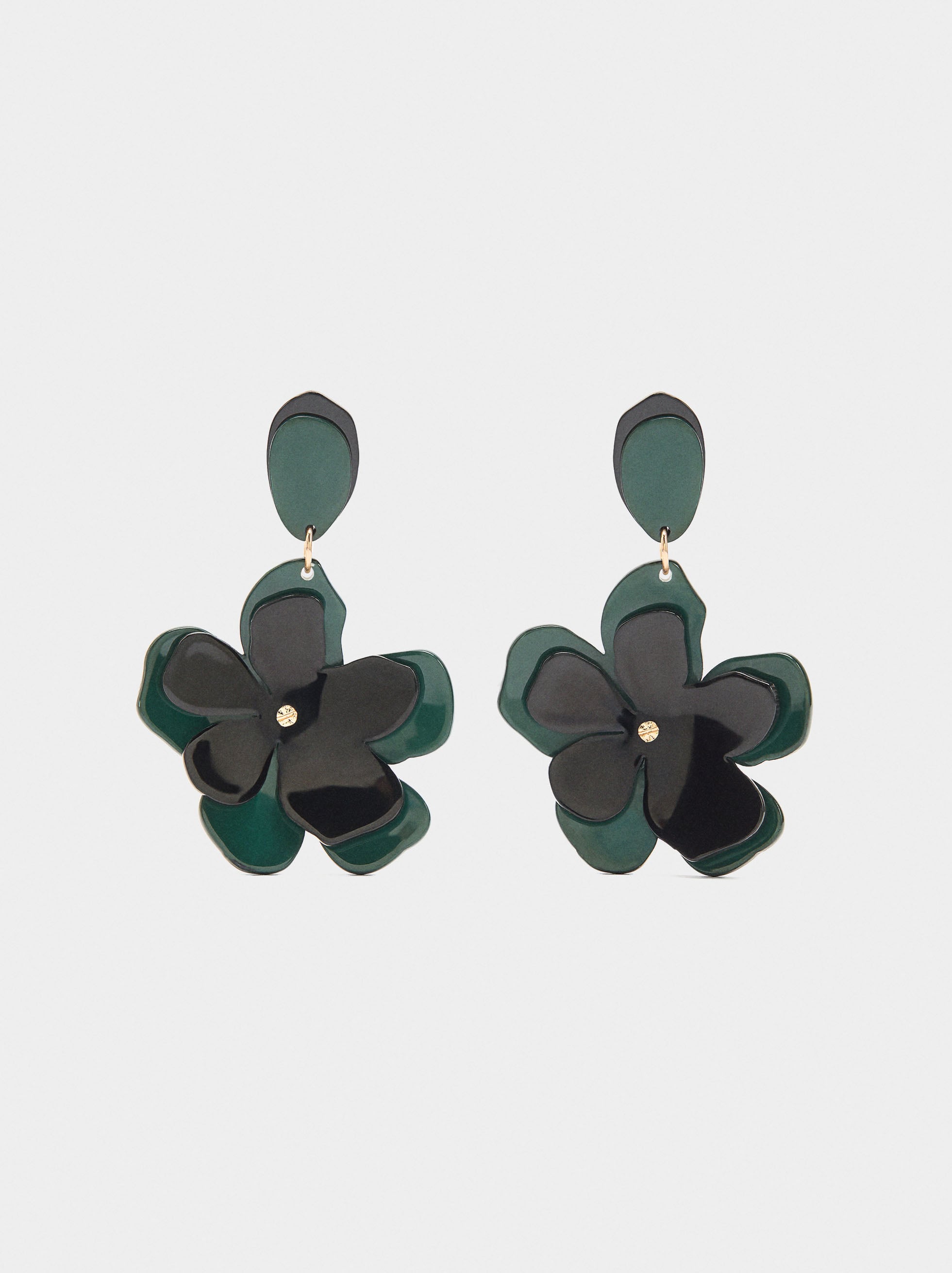 Pendientes Con Flor Doble De Resina