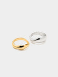 Set De Anillos Bicolor Con Onda