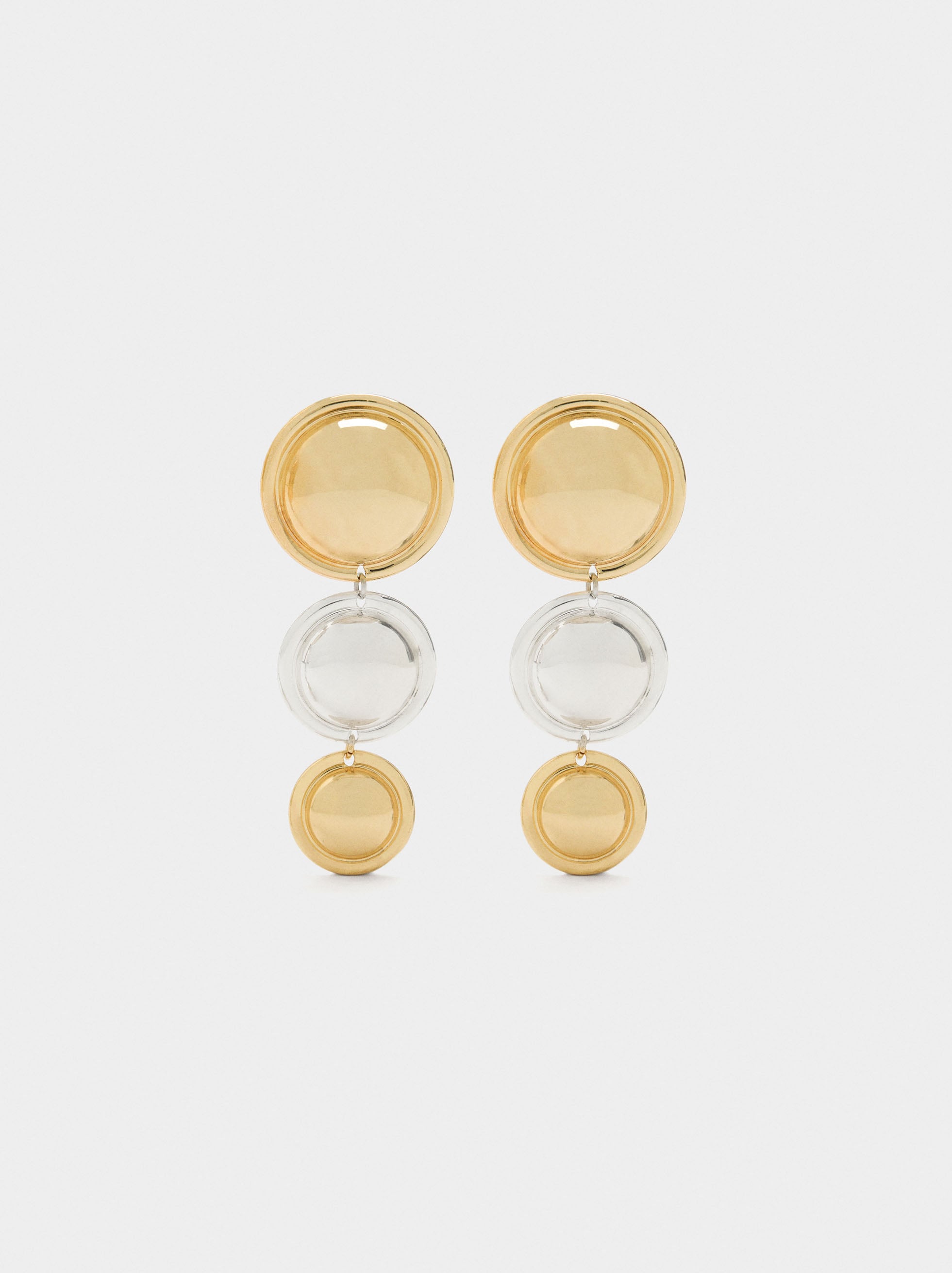 Pendientes Largos Con Círculos Bicolor