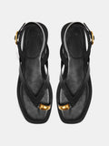 Sandalias De Piel Thong Tira Al Tobillo