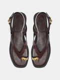 Sandalias De Piel Thong Tira Al Tobillo