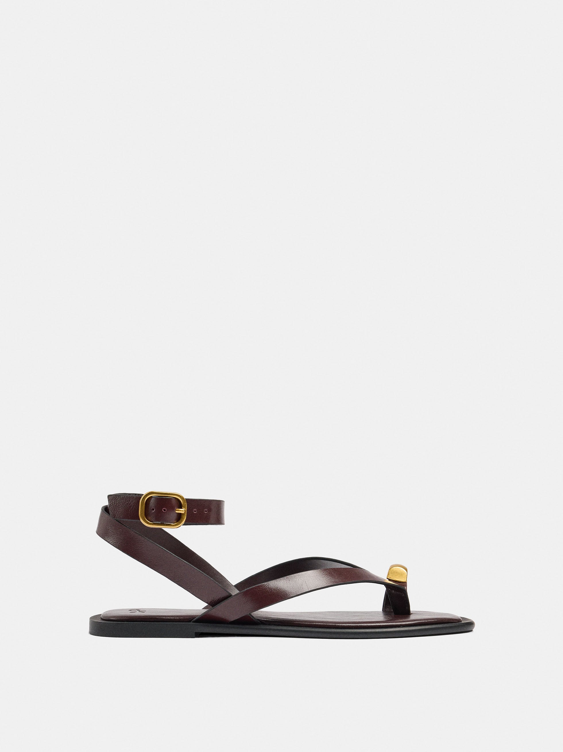 Sandalias De Piel Thong Tira Al Tobillo