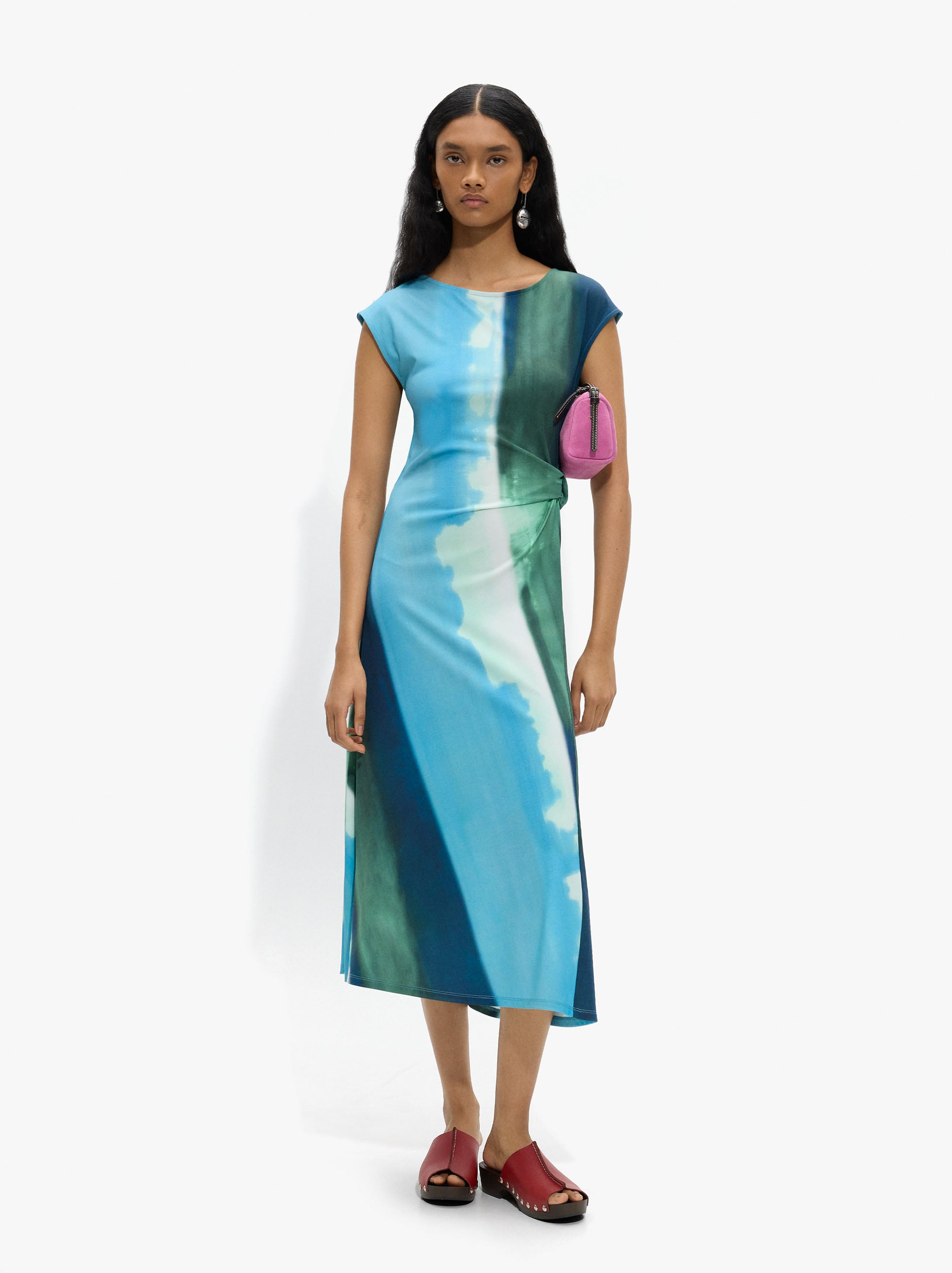 Vestido Midi Con Drapeado