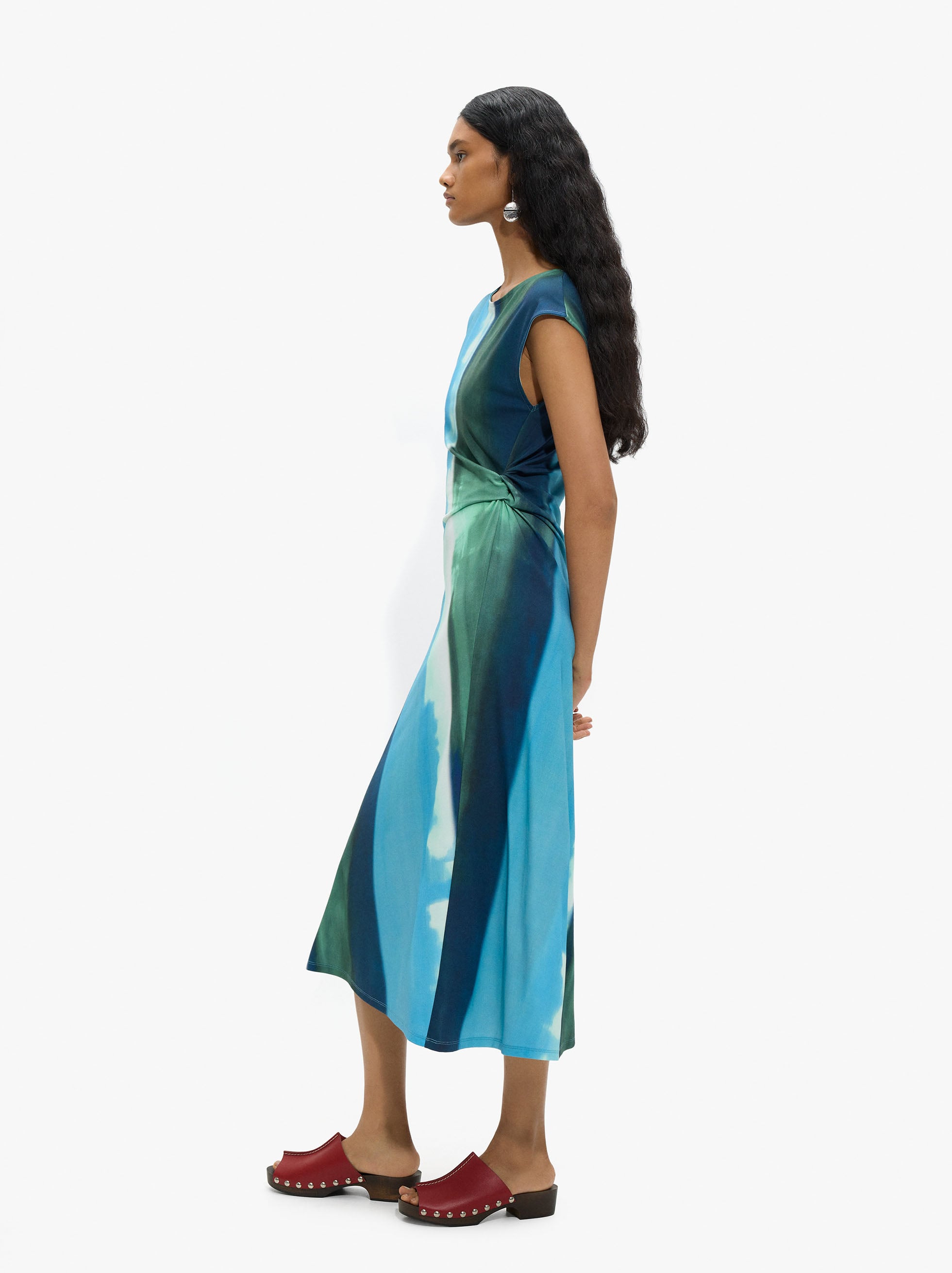 Vestido Midi Con Drapeado