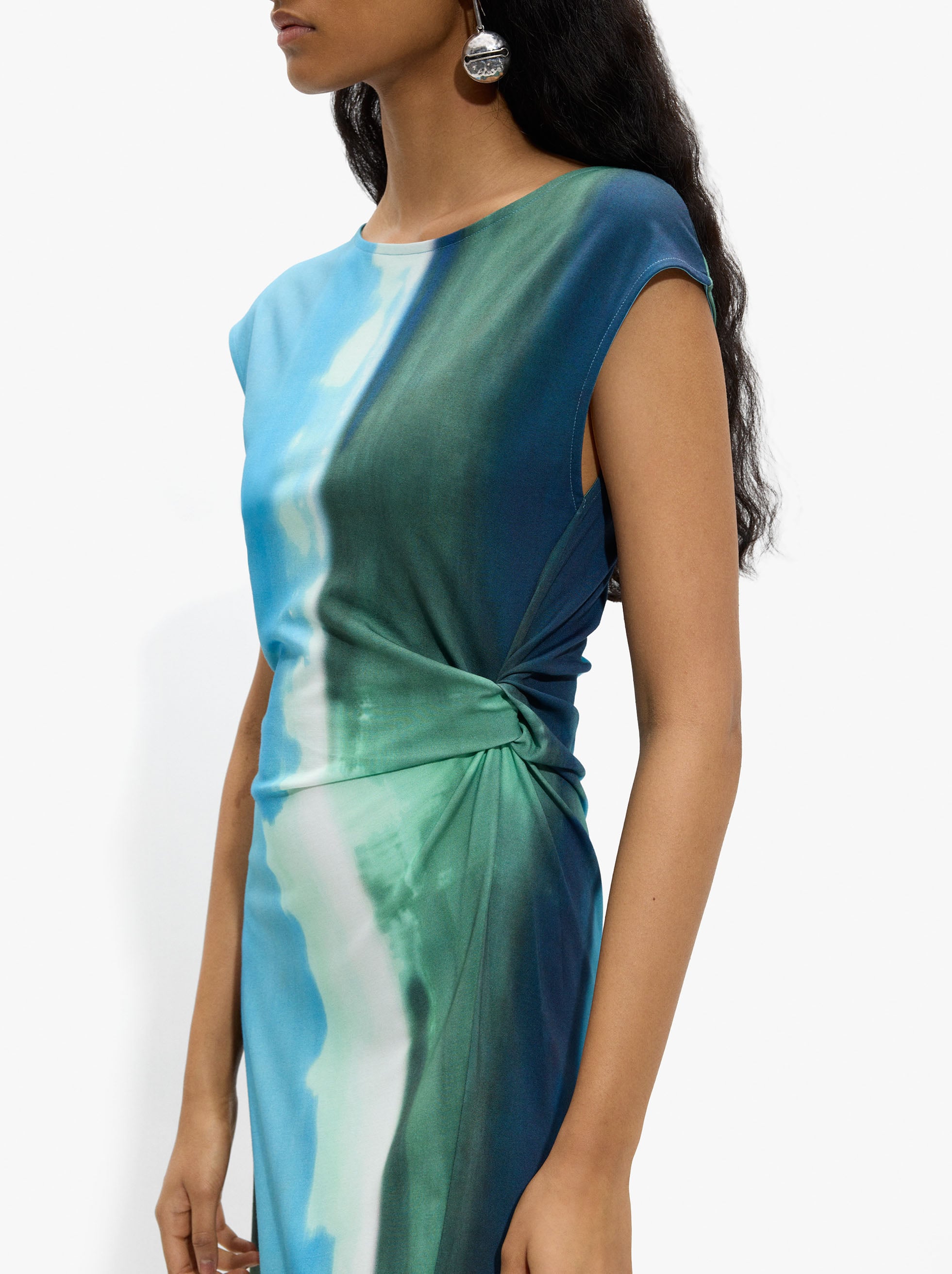 Vestido Midi Con Drapeado