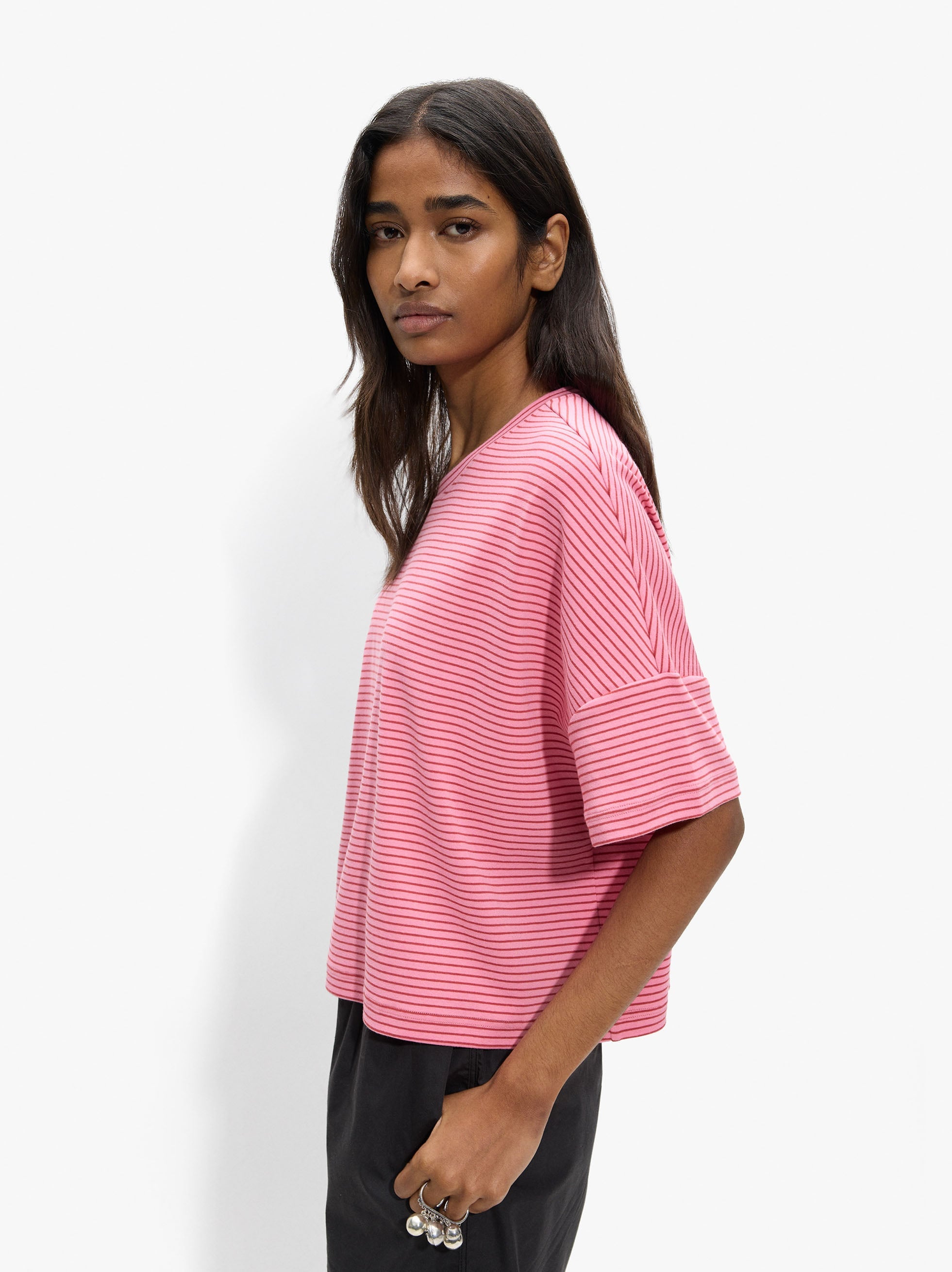 Camiseta De Algodón Con Rayas