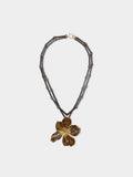Collar Corto Doble Con Flor