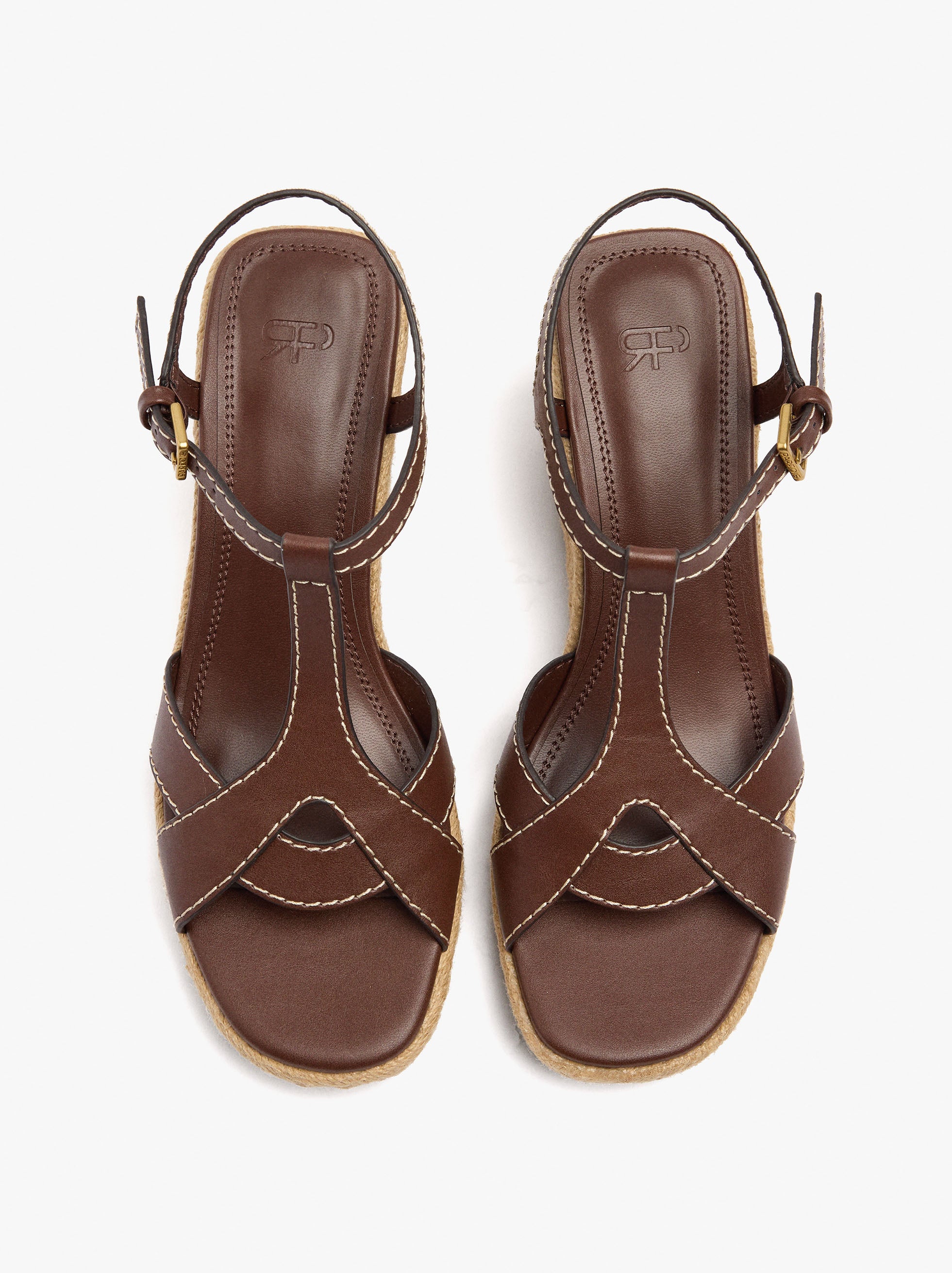 Sandalias De Cuña Con T-Bar