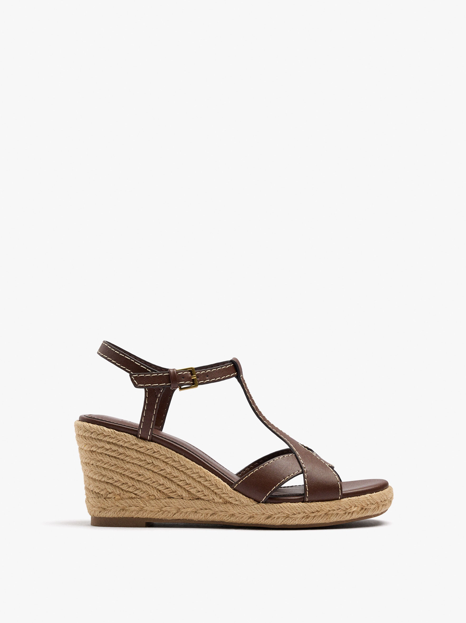 Sandalias De Cuña Con T-Bar